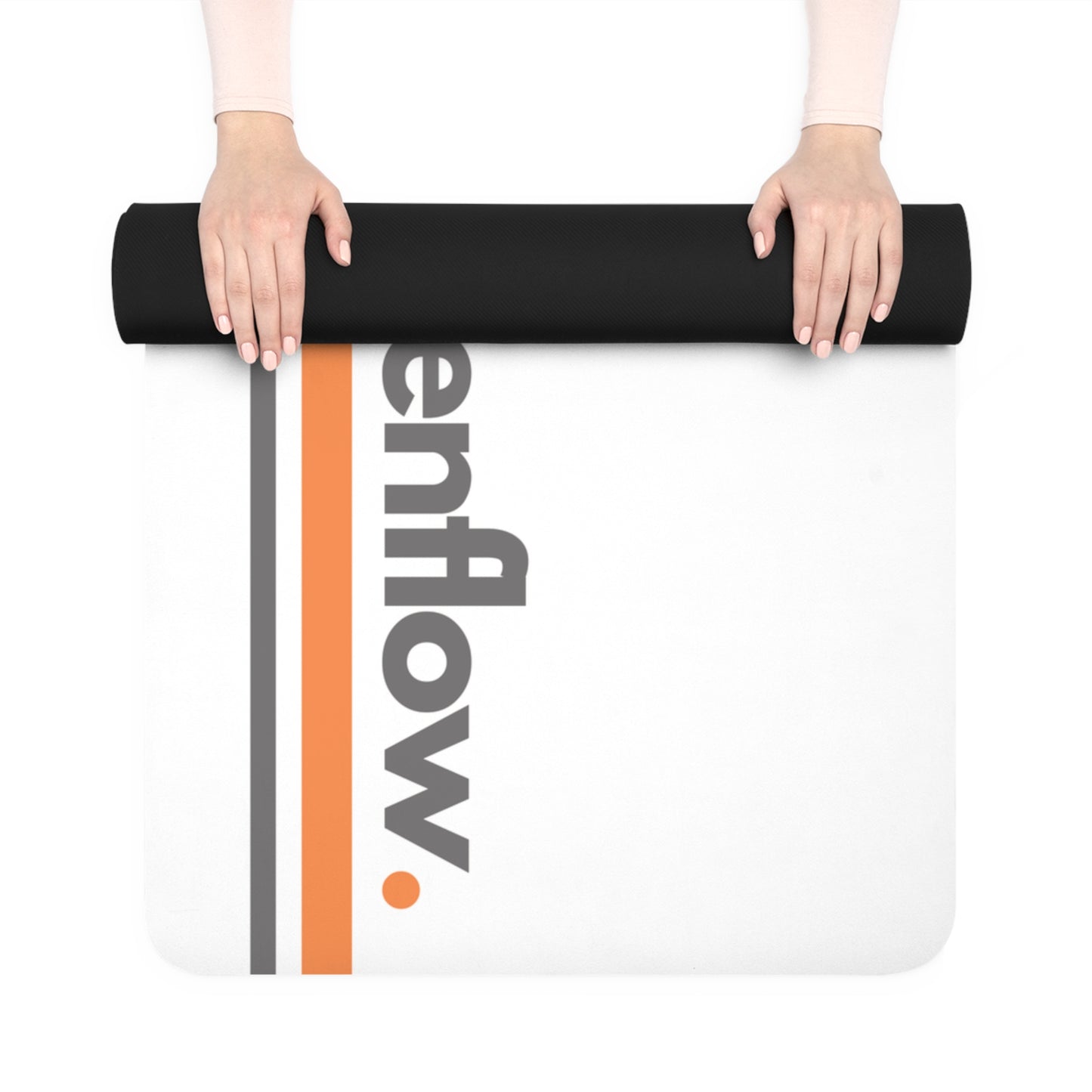 Modern Yoga Workout Exercise White Mat "Zenflow" Minimalist Abstract Designed Rubber Pad